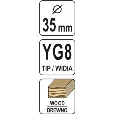 YATO Freza pentru lemn cu tija 10mm, diametru 35mm..